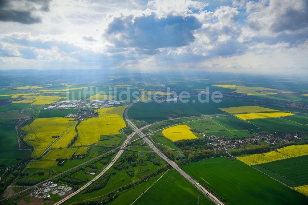 Luftbild Erfurt - Autobahnkreuz Erfurt im Bundesland Thüringen