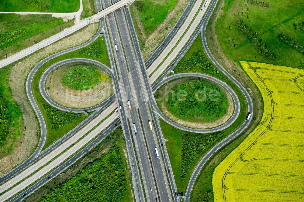 Luftaufnahme Erfurt - Autobahnkreuz Erfurt im Bundesland Thüringen