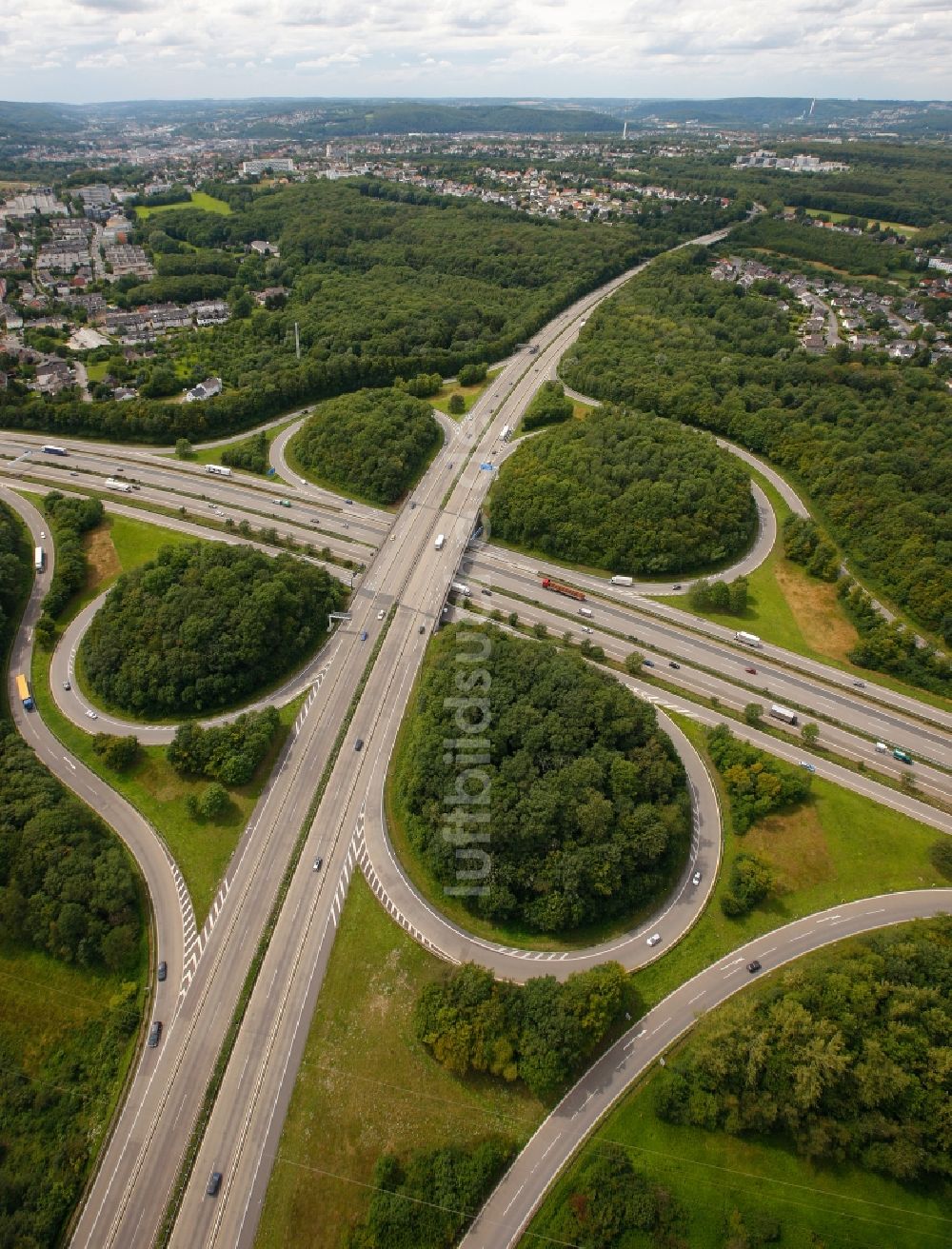 Hagen von oben - Autobahnkreuz Hagen in Hagen im Bundesland Nordrhein-Westfalen