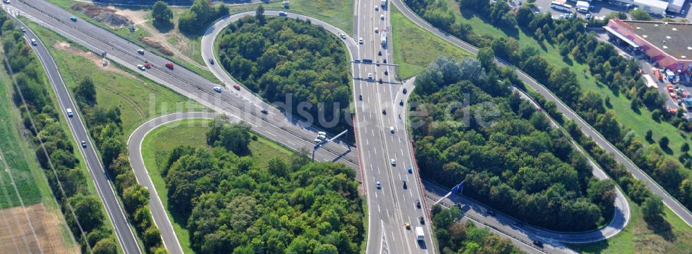 Mainz von oben - Autobahnkreuz Mainz-Süd