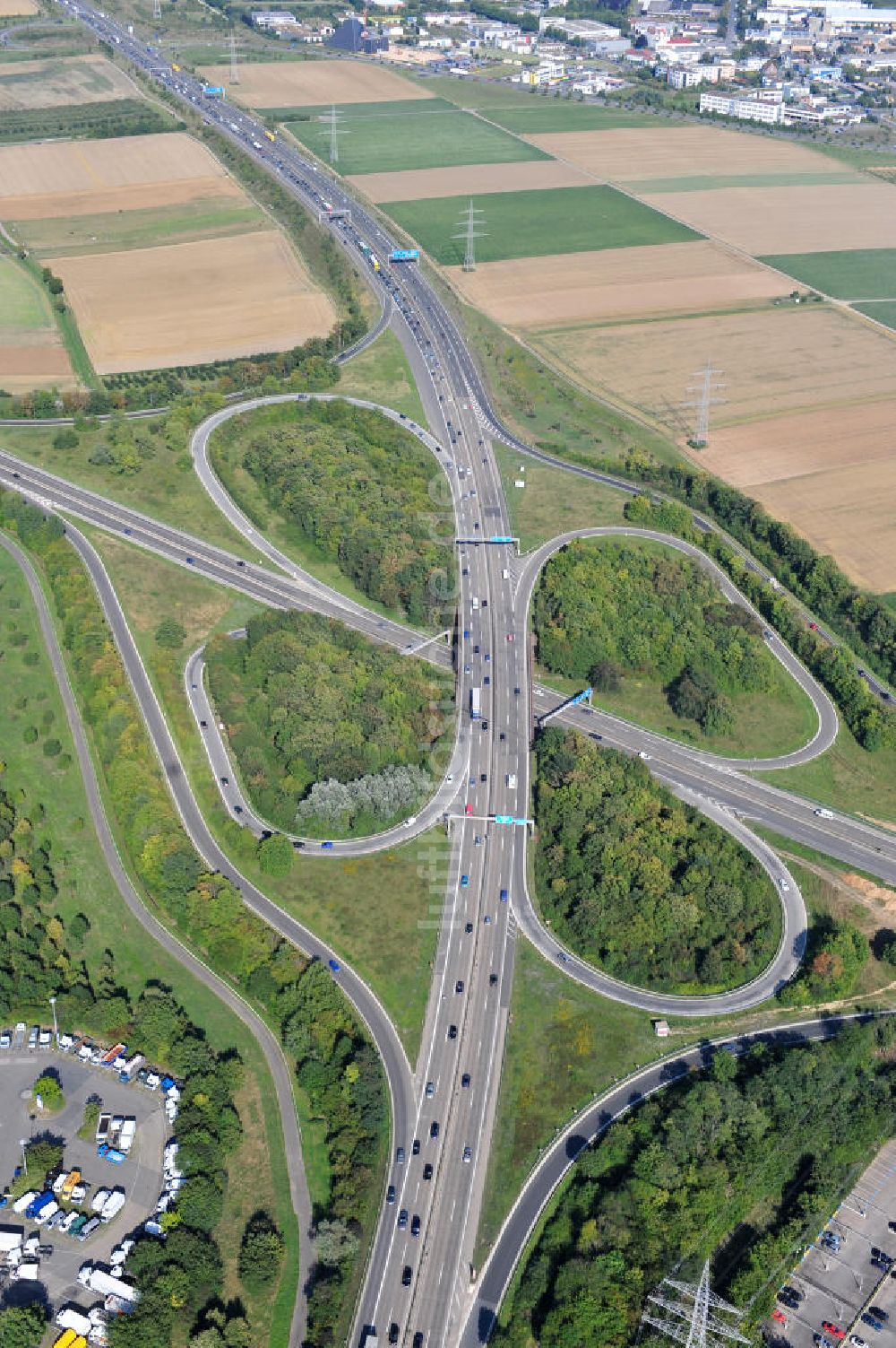 Luftaufnahme Mainz - Autobahnkreuz Mainz-Süd