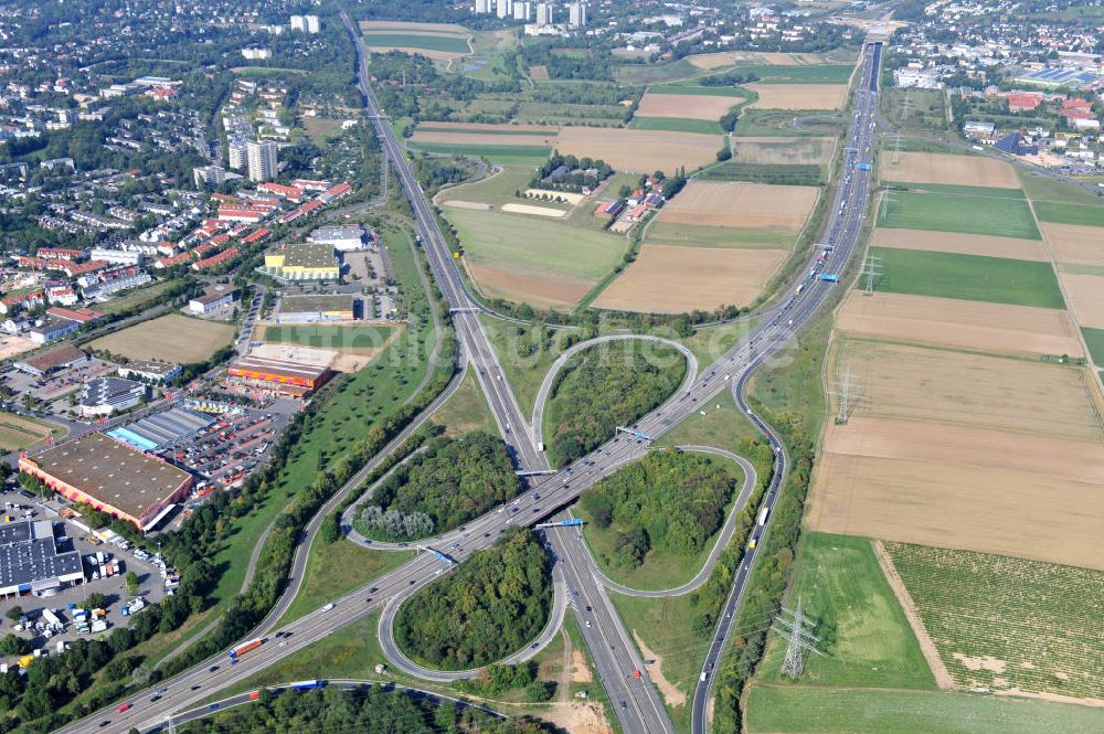 Mainz von oben - Autobahnkreuz Mainz-Süd