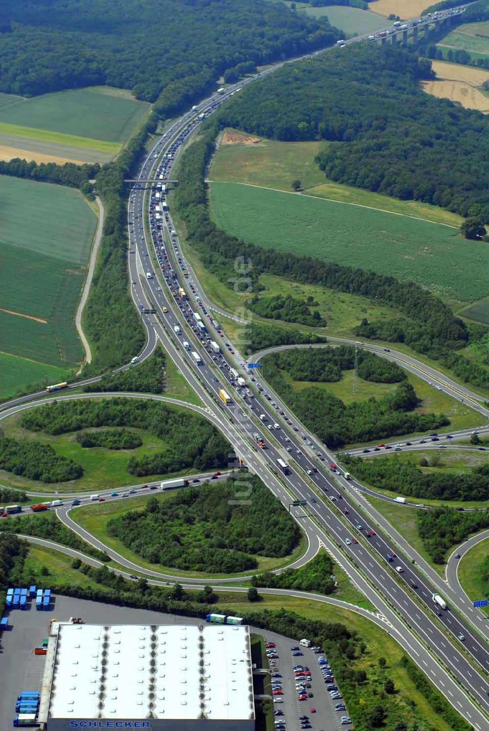 Luftaufnahme Würzburg - Autobahnkreuz nahe Würzburg