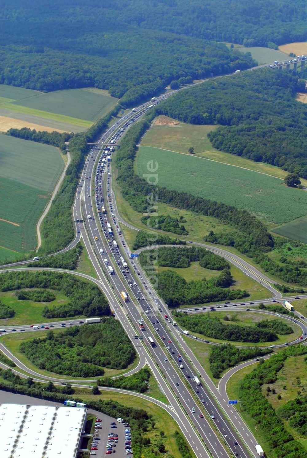 Würzburg von oben - Autobahnkreuz nahe Würzburg