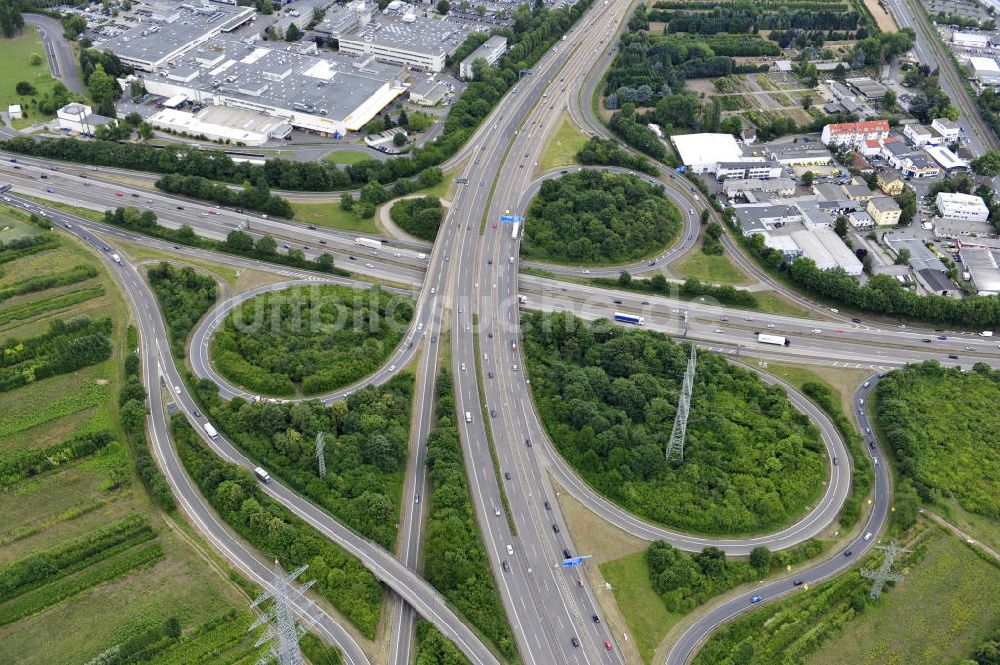 Frankfurt am Main von oben - Autobahnkreuz Nordwestkreuz Frankfurt am Main