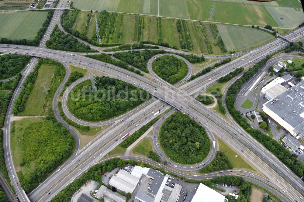 Luftaufnahme Frankfurt am Main - Autobahnkreuz Nordwestkreuz Frankfurt am Main