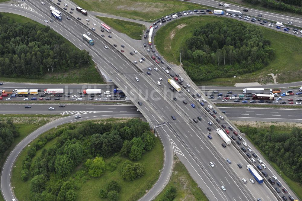 Luftaufnahme Stuttgart - Autobahnkreuz Stuttgart in Baden-Württemberg