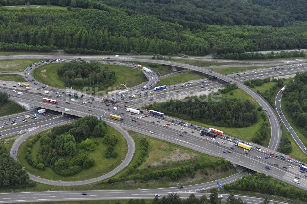 Stuttgart von oben - Autobahnkreuz Stuttgart in Baden-Württemberg