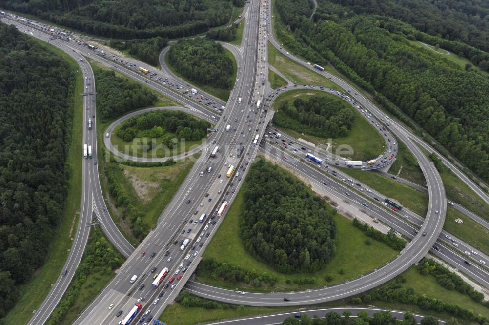 Luftaufnahme Stuttgart - Autobahnkreuz Stuttgart in Baden-Württemberg