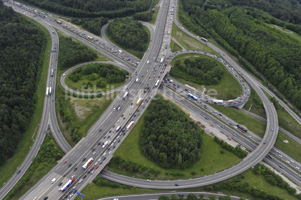 Stuttgart von oben - Autobahnkreuz Stuttgart in Baden-Württemberg