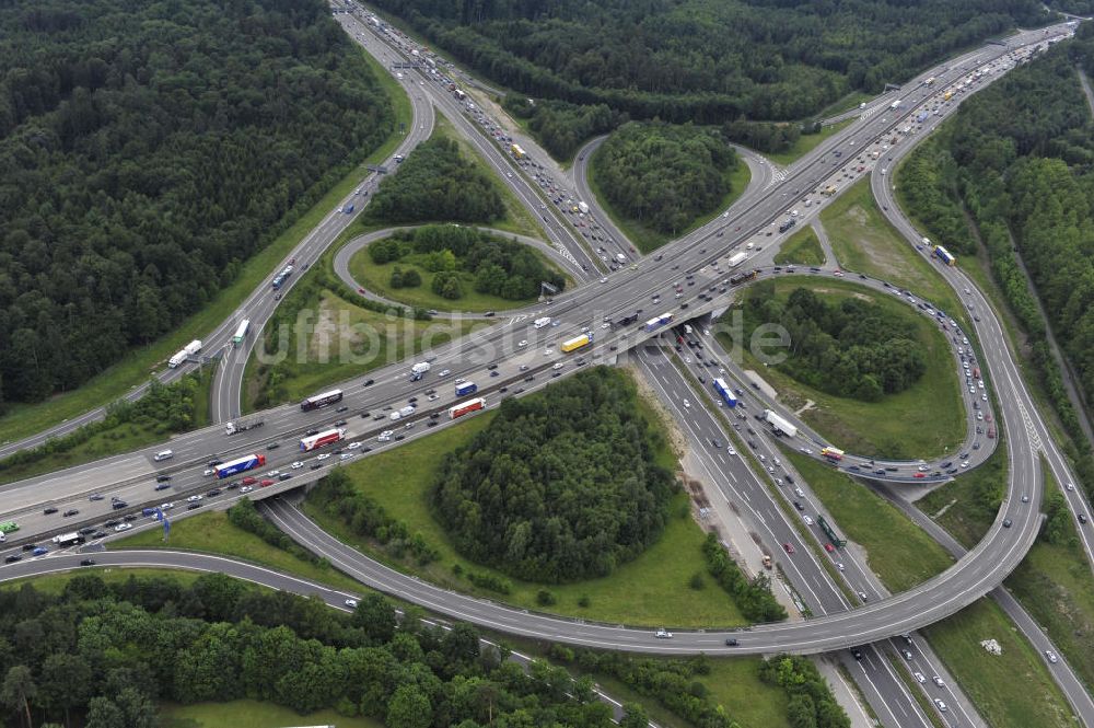 Stuttgart von oben - Autobahnkreuz Stuttgart in Baden-Württemberg