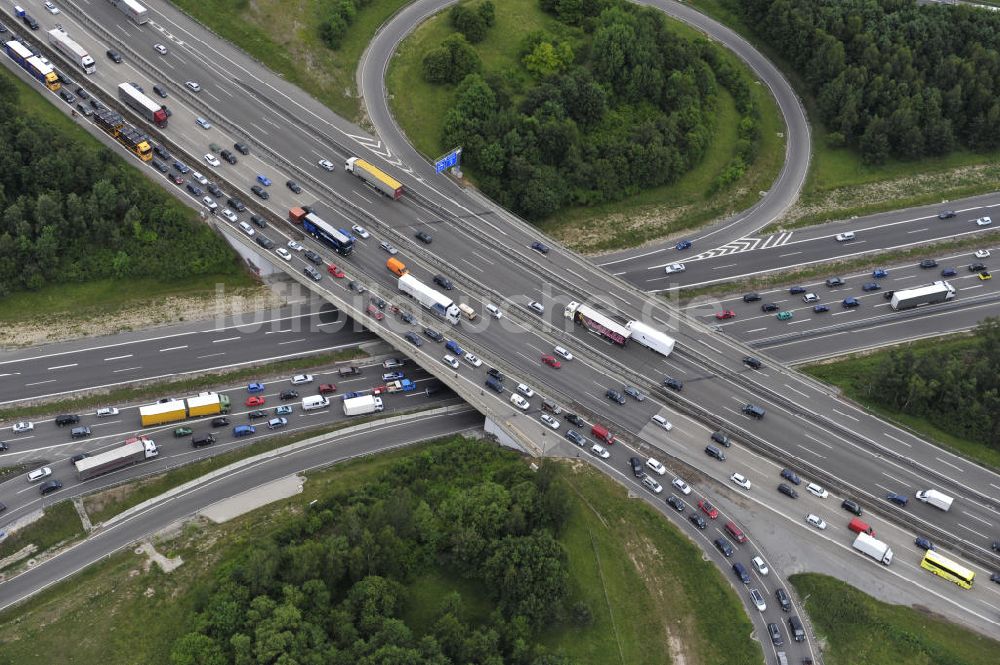 Stuttgart von oben - Autobahnkreuz Stuttgart in Baden-Württemberg