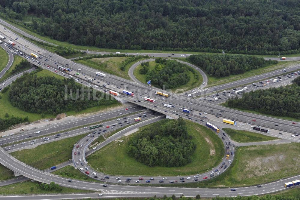 Luftaufnahme Stuttgart - Autobahnkreuz Stuttgart in Baden-Württemberg