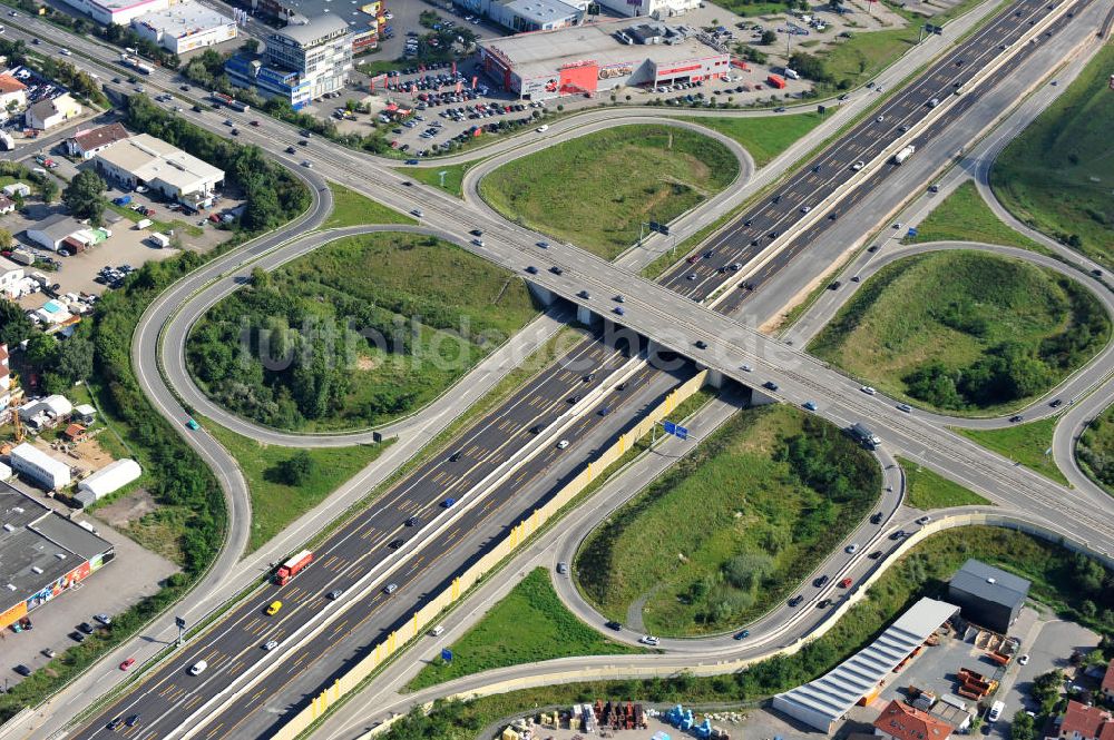 Luftbild Weiterstadt - Autobahnkreuz AS Weiterstadt an der Bundesautobahn A5 / E451 in Hessen