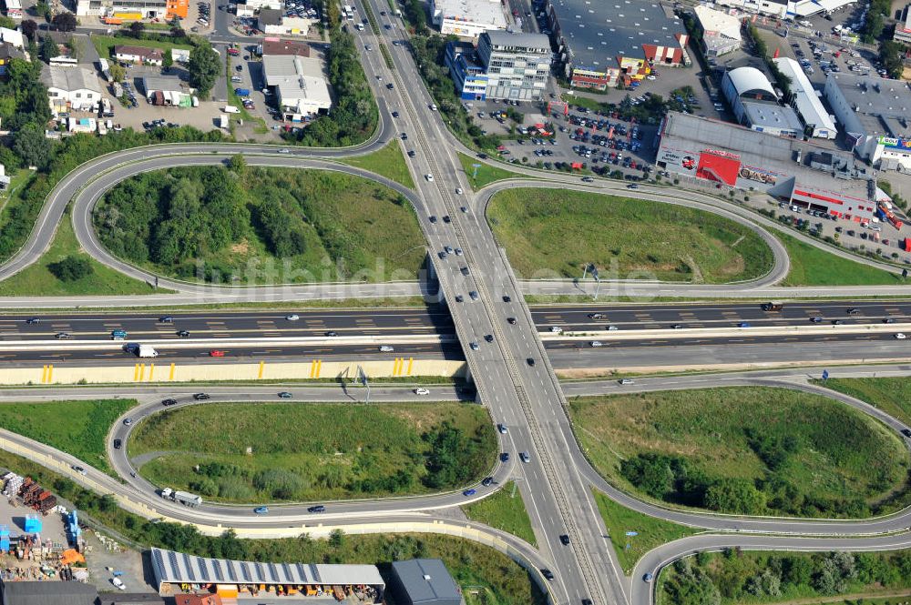 Weiterstadt von oben - Autobahnkreuz AS Weiterstadt an der Bundesautobahn A5 / E451 in Hessen