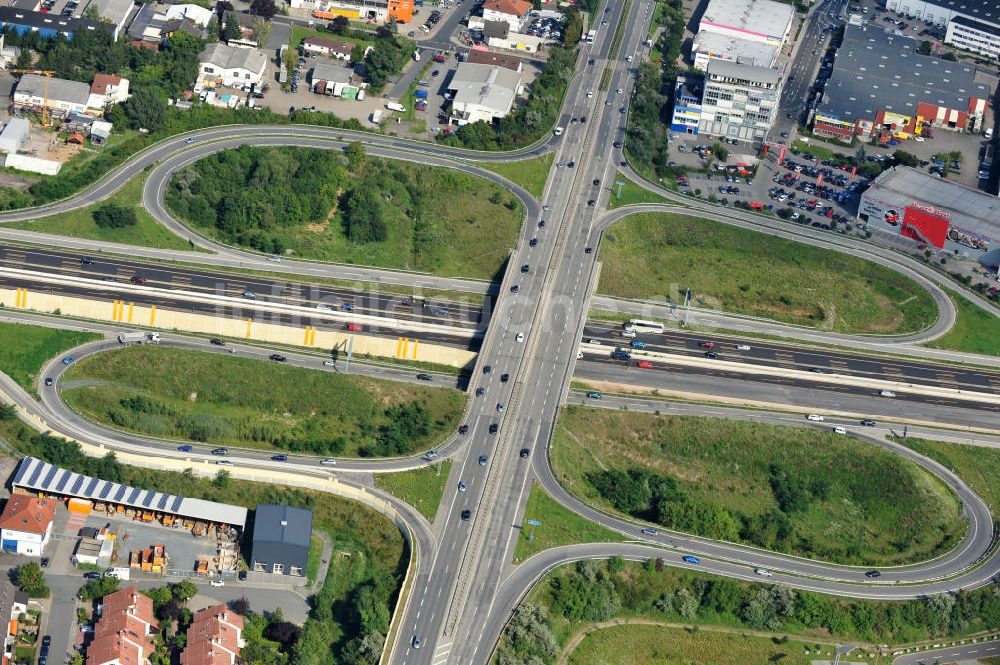 Weiterstadt aus der Vogelperspektive: Autobahnkreuz AS Weiterstadt an der Bundesautobahn A5 / E451 in Hessen