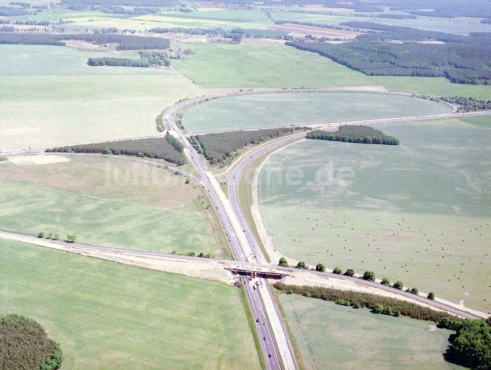 Wittstock von oben - Autobahnkreuz Wittstock / Dosse.