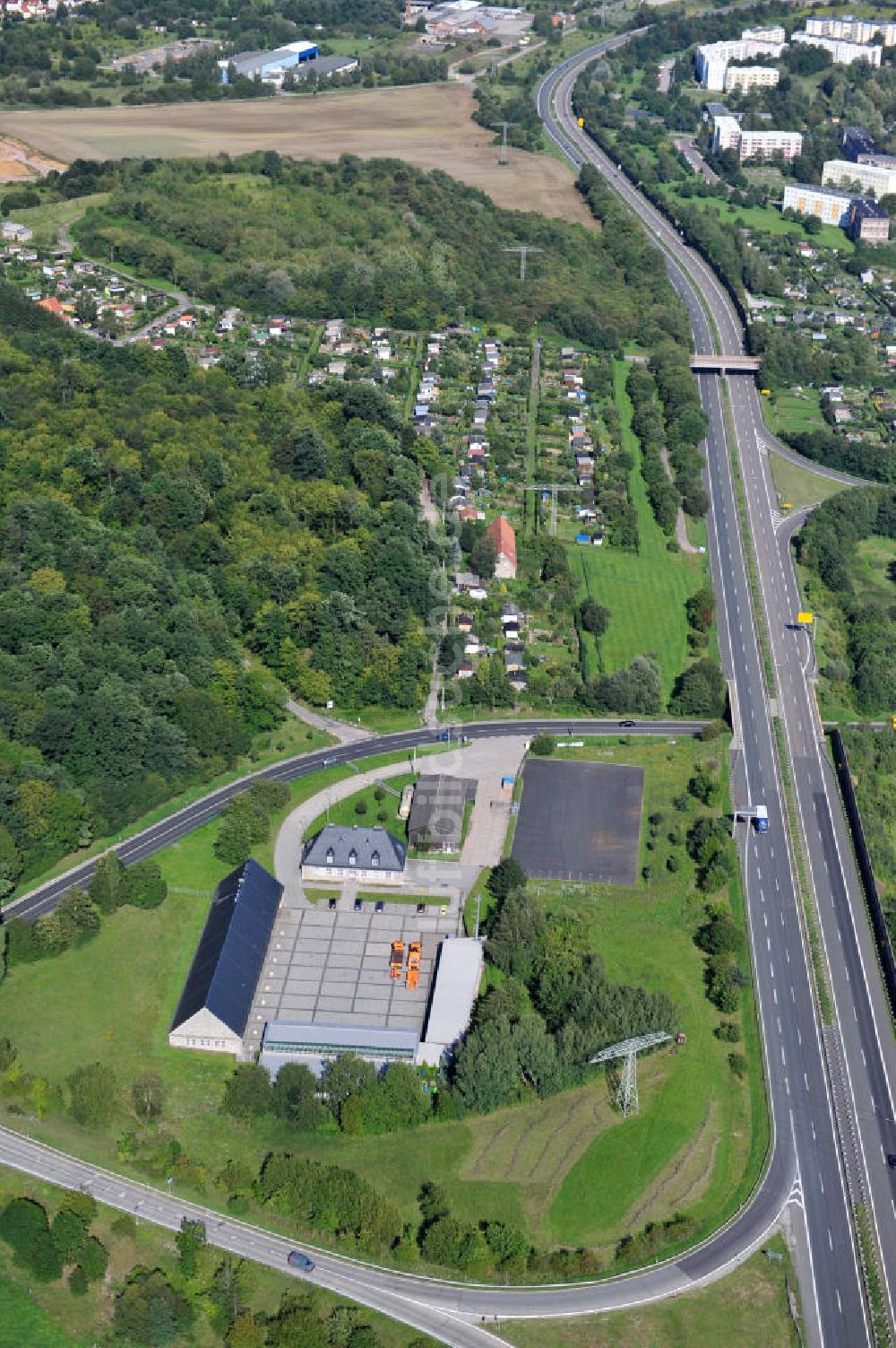 Eisenach von oben - Autobahnmeisterei Eisenach in Thüringen