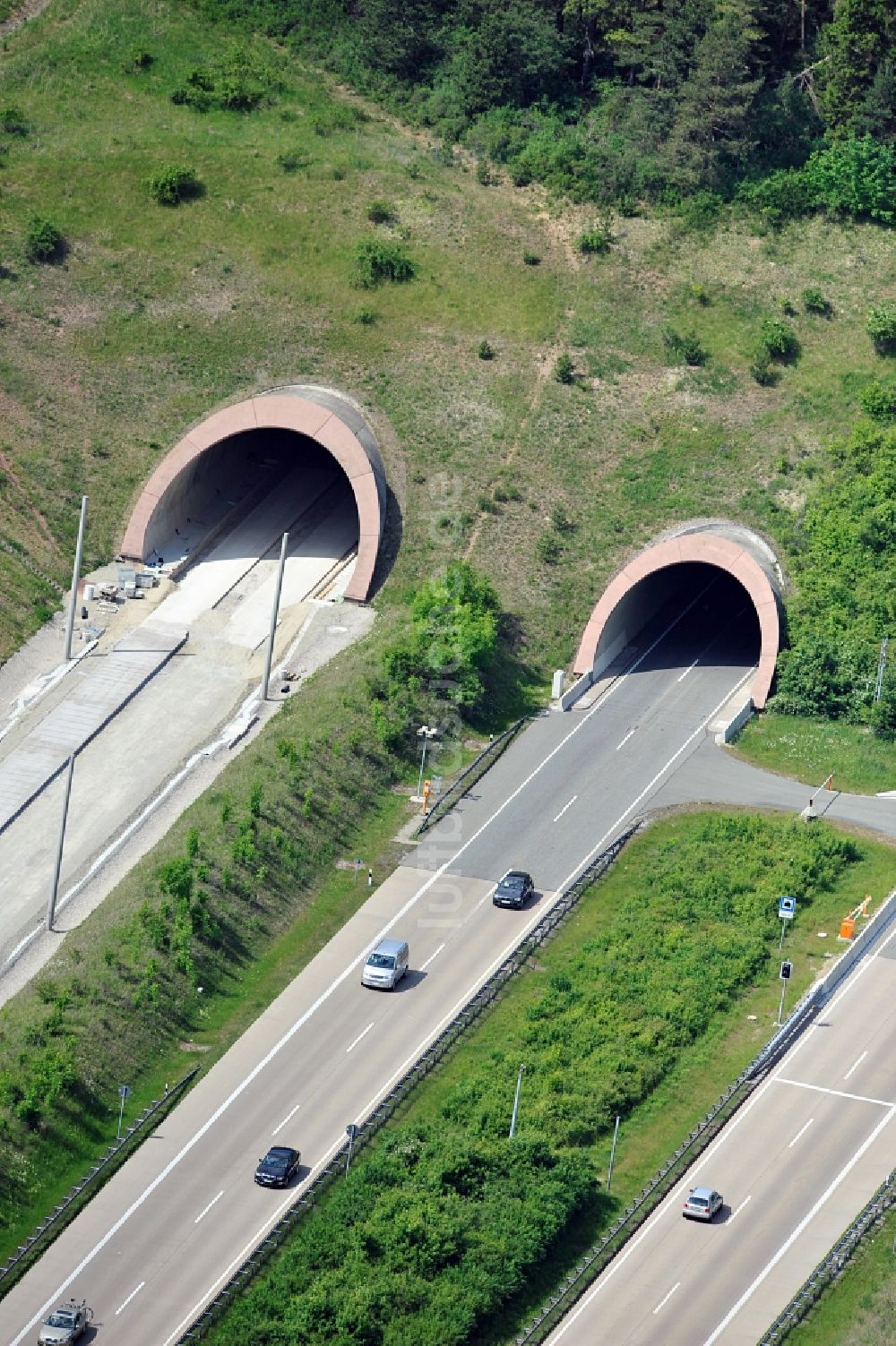 Luftaufnahme Behringen - Autobahntunnel bei Behringen in Thüringen