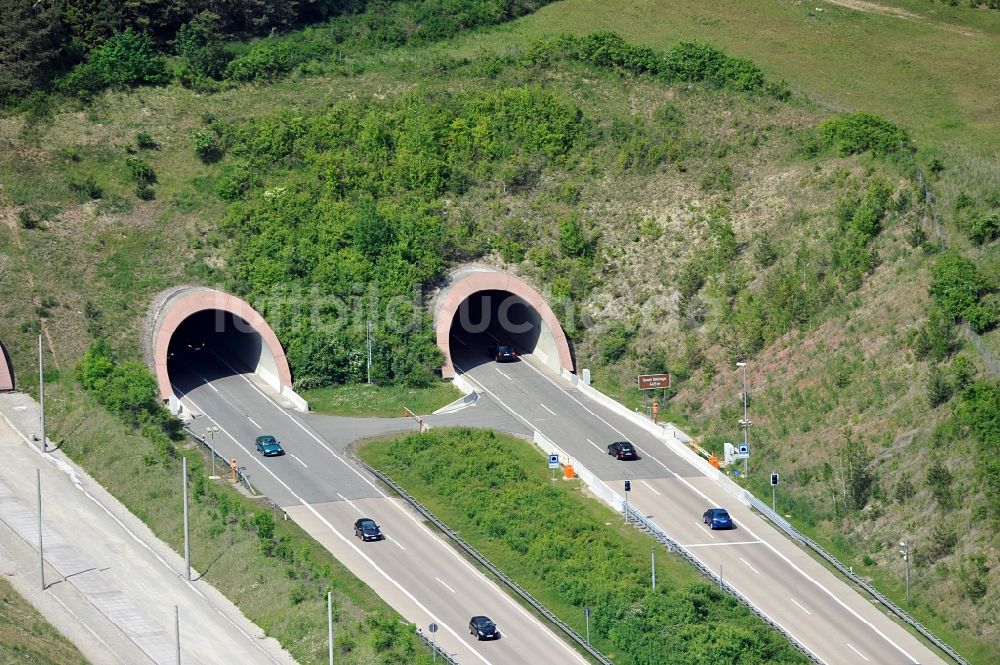 Luftaufnahme Behringen - Autobahntunnel bei Behringen in Thüringen