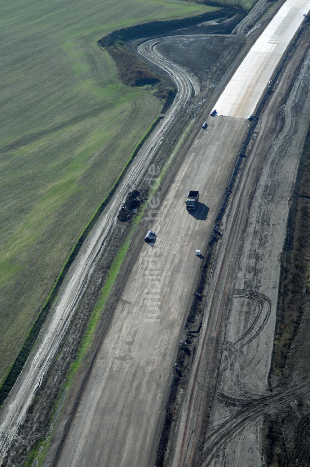 Luftaufnahme Hastrungsfeld - Autobahnverlauf der Baustelle A4 bei Hastrungsfeld