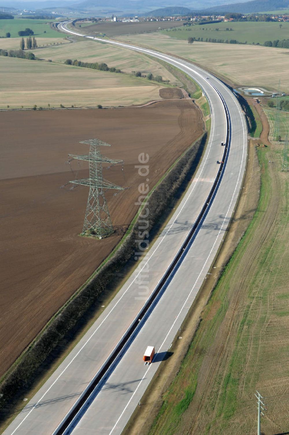 Hötzelsroda von oben - Autobahnverlauf der A4 nördlich von Hötzelsroda