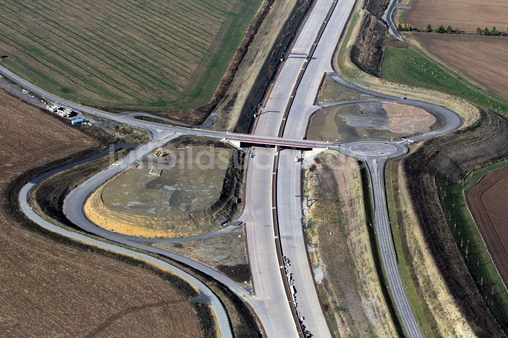 Bucha von oben - Autobahnverlegung Europastrasse E40 BAB A4 bei Bucha in Thüringen