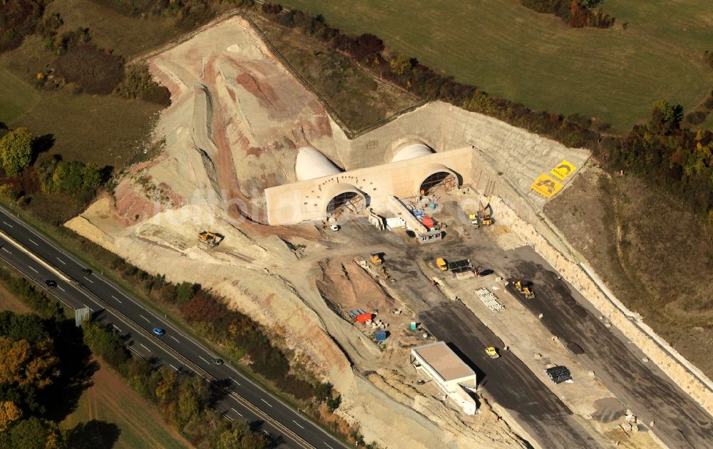 Luftbild Jena - Autobahnverlegung Europastrasse E40 A4 bei Jena im Bereich des Jagdbergtunnels in Thüringen