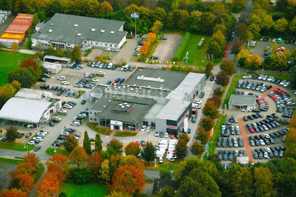 Luftaufnahme Weyhe - Autohandels- Gebäude des Autohauses Autohaus Brandt GmbH im Ortsteil Kirchweyhe in Weyhe im Bundesland Niedersachsen, Deutschland