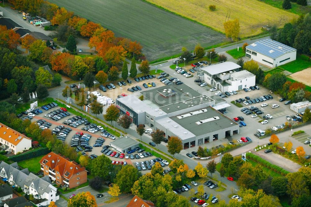 Luftbild Weyhe - Autohandels- Gebäude des Autohauses Autohaus Brandt GmbH im Ortsteil Kirchweyhe in Weyhe im Bundesland Niedersachsen, Deutschland