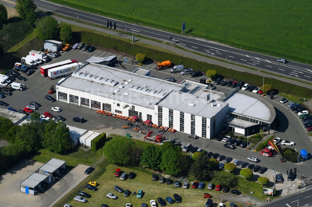 Luftbild Münchberg - Autohandels- Gebäude des Autohauses Autohaus Hahn an der August-Horch-Straße in Münchberg im Bundesland Bayern, Deutschland