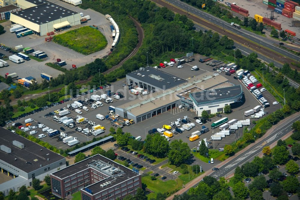 Luftaufnahme Dortmund - Autohandels- Gebäude des Autohauses Mercedes-Benz Niederlassung Dortmund in Dortmund im Bundesland Nordrhein-Westfalen