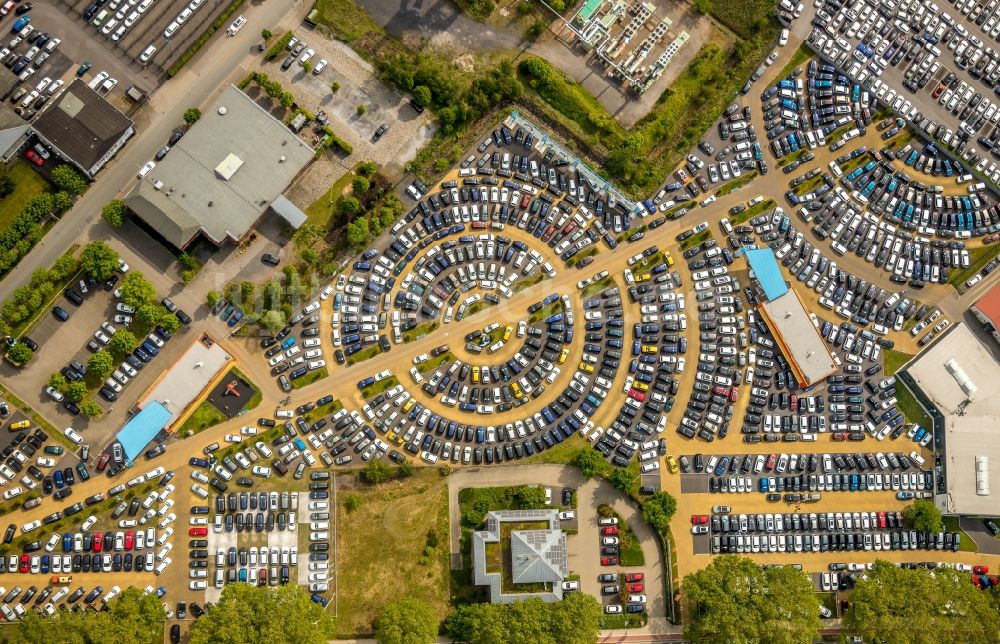 Luftbild Hamm - Autohandels- Gebäude des Autohauses der W. Potthoff GmbH in Hamm im Bundesland Nordrhein-Westfalen, Deutschland