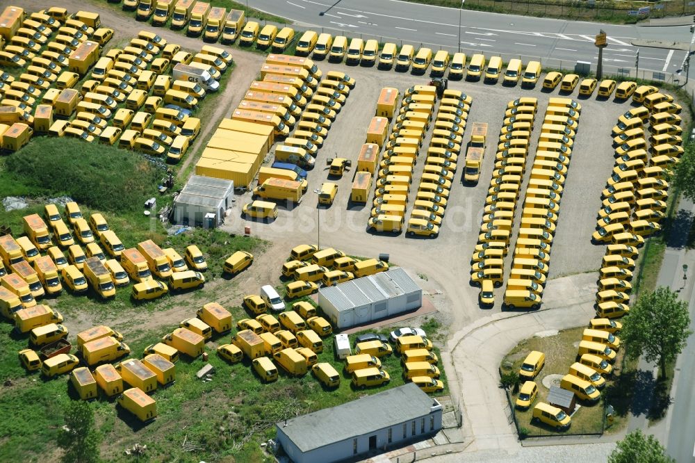 Luftbild Magdeburg - Autohandels- Verkaufsfläche des Autohauses der Interm GmbH in Magdeburg im Bundesland Sachsen-Anhalt, Deutschland