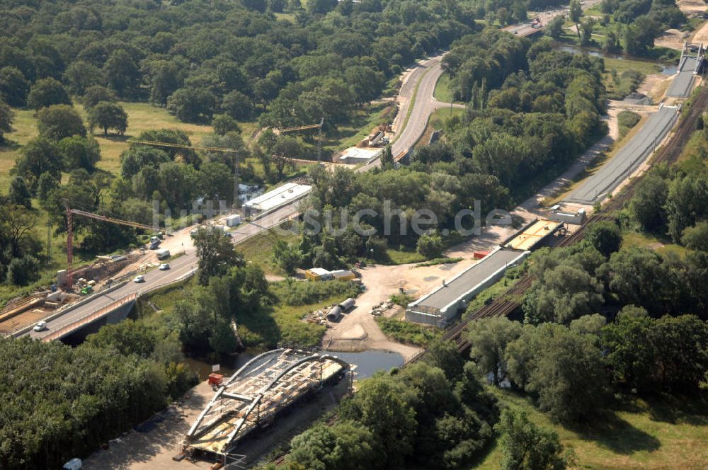 Dessau-Roßlau aus der Vogelperspektive: B184 zwischen Roßlau und Dessau