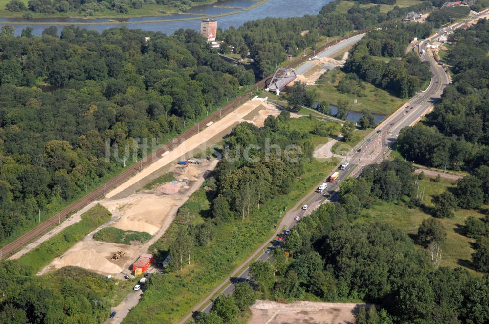 Dessau-Roßlau aus der Vogelperspektive: B184 zwischen Roßlau und Dessau