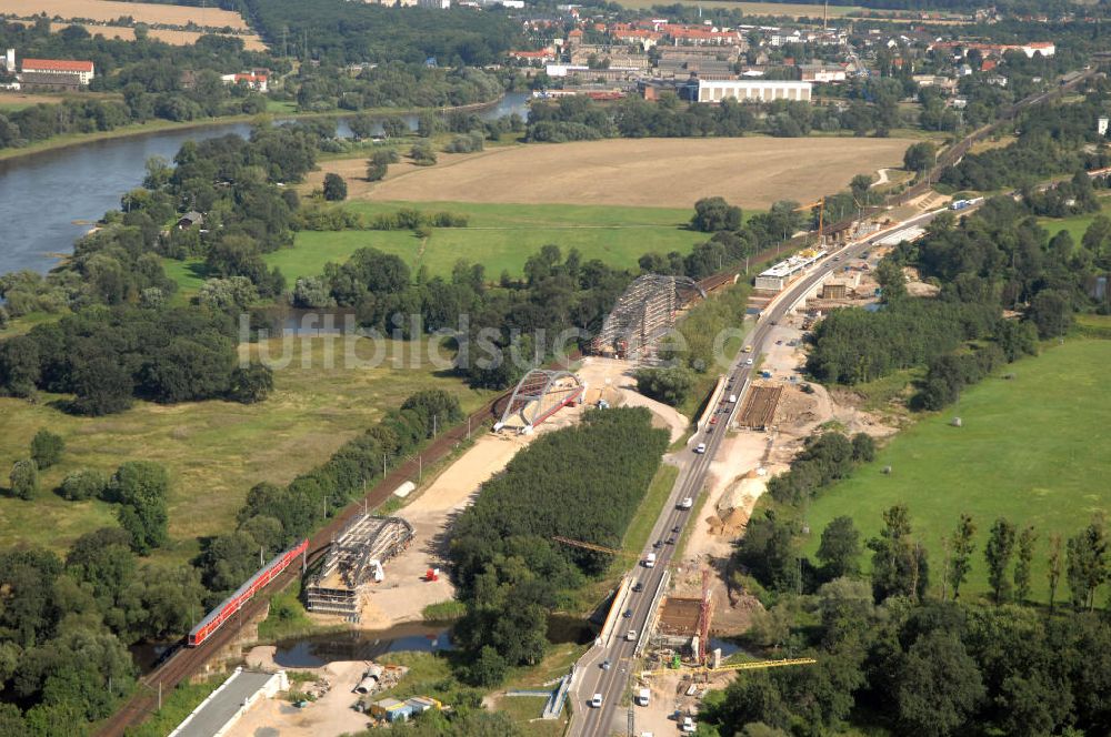 Dessau-Roßlau von oben - B184 zwischen Roßlau und Dessau