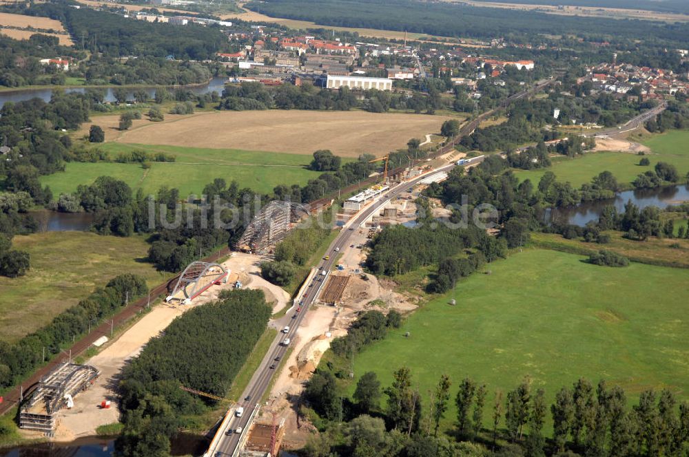 Dessau-Roßlau aus der Vogelperspektive: B184 zwischen Roßlau und Dessau