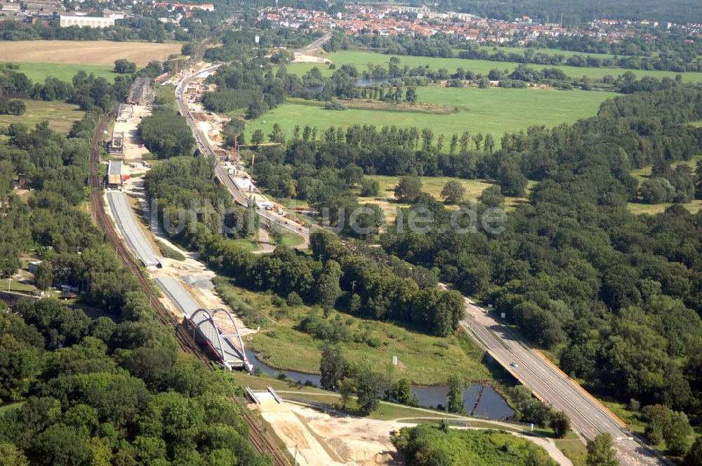 Dessau-Roßlau aus der Vogelperspektive: B184 zwischen Roßlau und Dessau