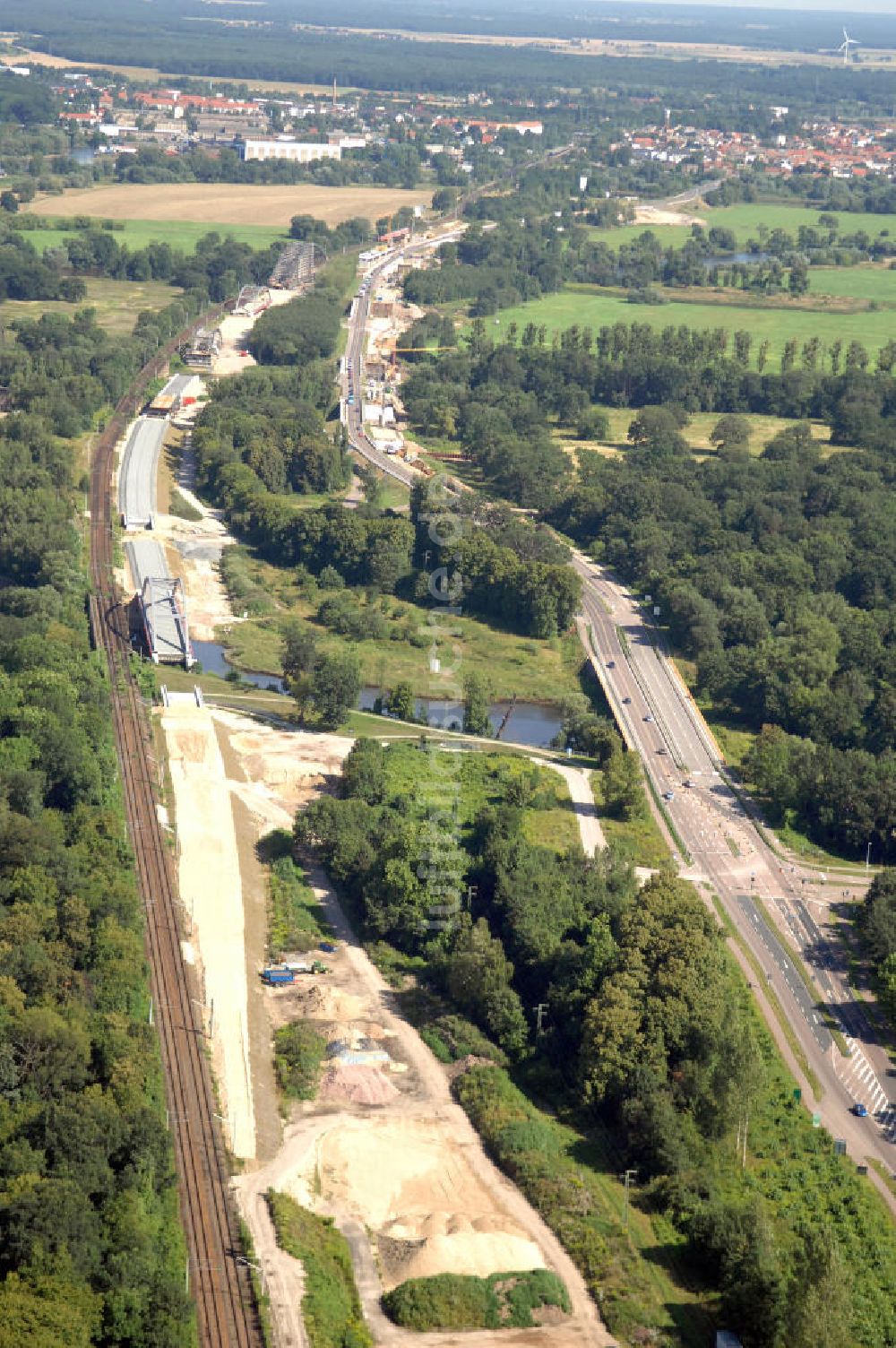 Dessau-Roßlau aus der Vogelperspektive: B184 zwischen Roßlau und Dessau