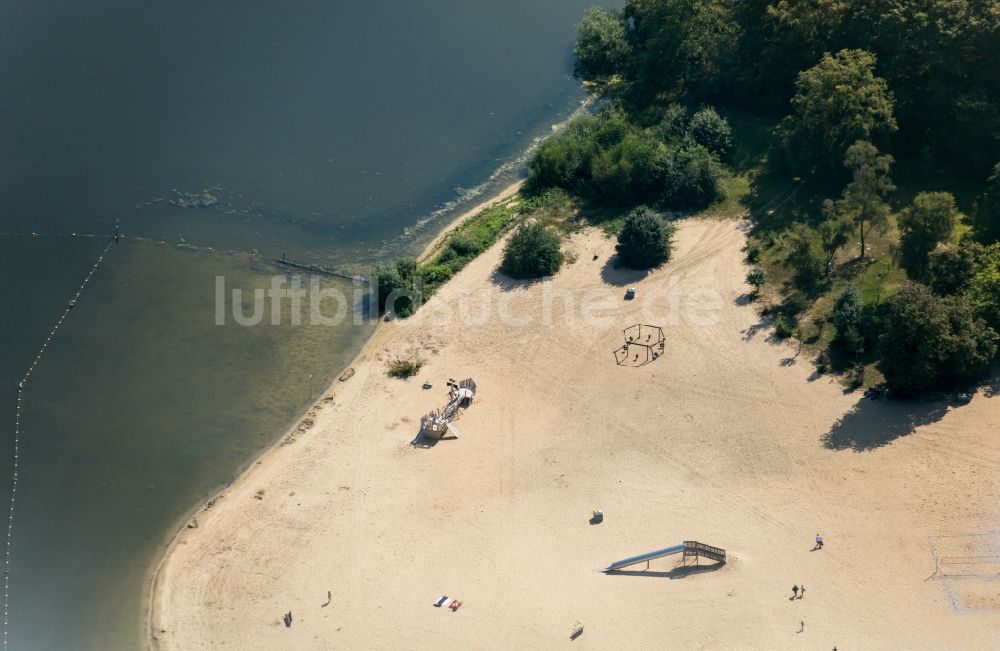 Luftbild Haltern am See - Badegäste am Strand und Uferbereich des Seebades Haltern in Haltern am See im Bundesland Nordrhein-Westfalen