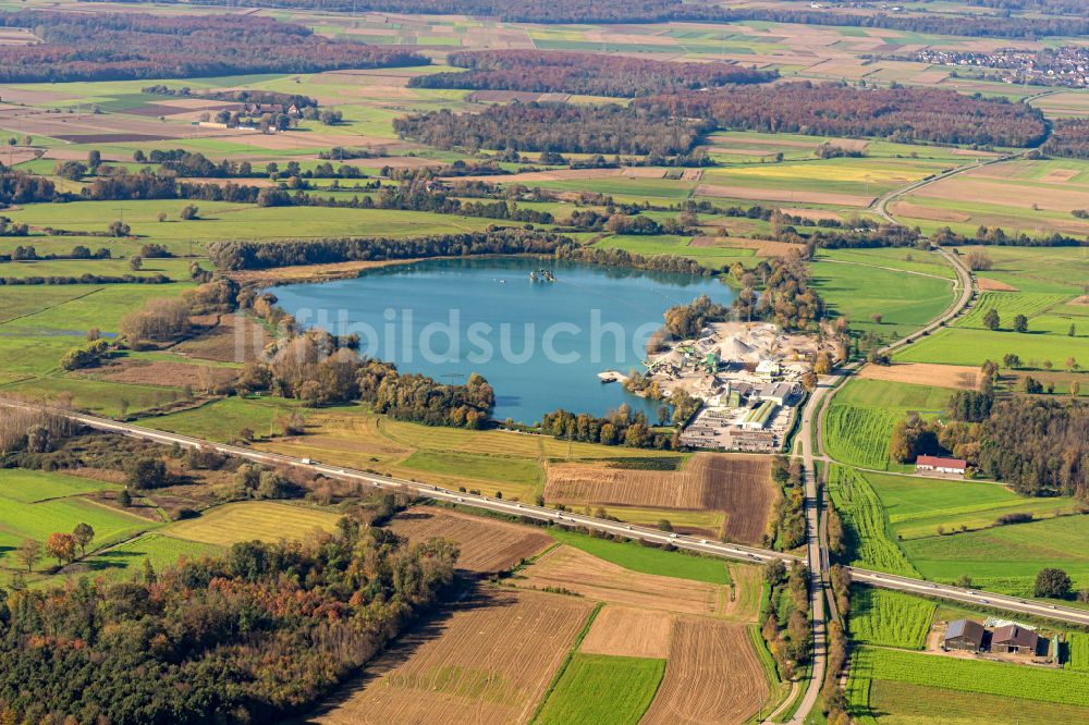 Luftbild Hohberg - Baggersee und Kies- Tagebau Hermann Uhl KG - Hohberg-Niederschopfheim in Hohberg im Bundesland Baden-Württemberg, Deutschland