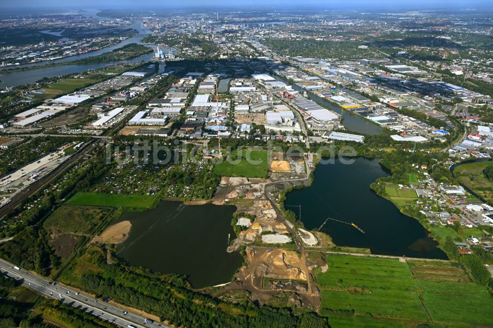 Luftaufnahme Hamburg - Baggersee und Kies- Tagebau der RBS Kiesgewinnung GmbH & Co. KG in Hamburg, Deutschland