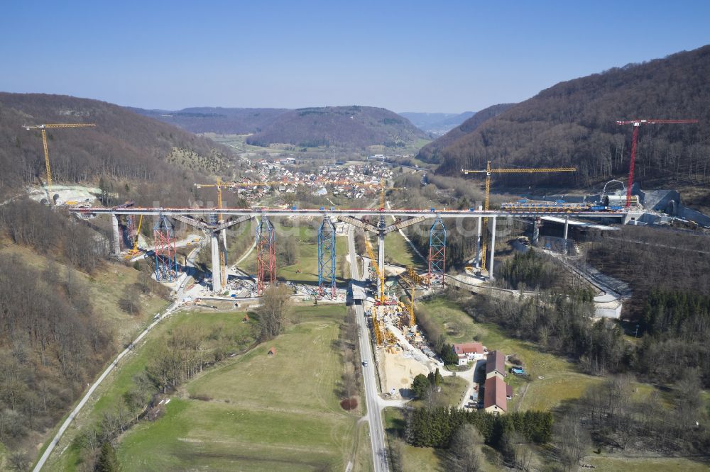 Luftaufnahme Mühlhausen im Täle - Bahn- Brückenbauwerk Filstalbrücke in Mühlhausen im Täle im Bundesland Baden-Württemberg, Deutschland