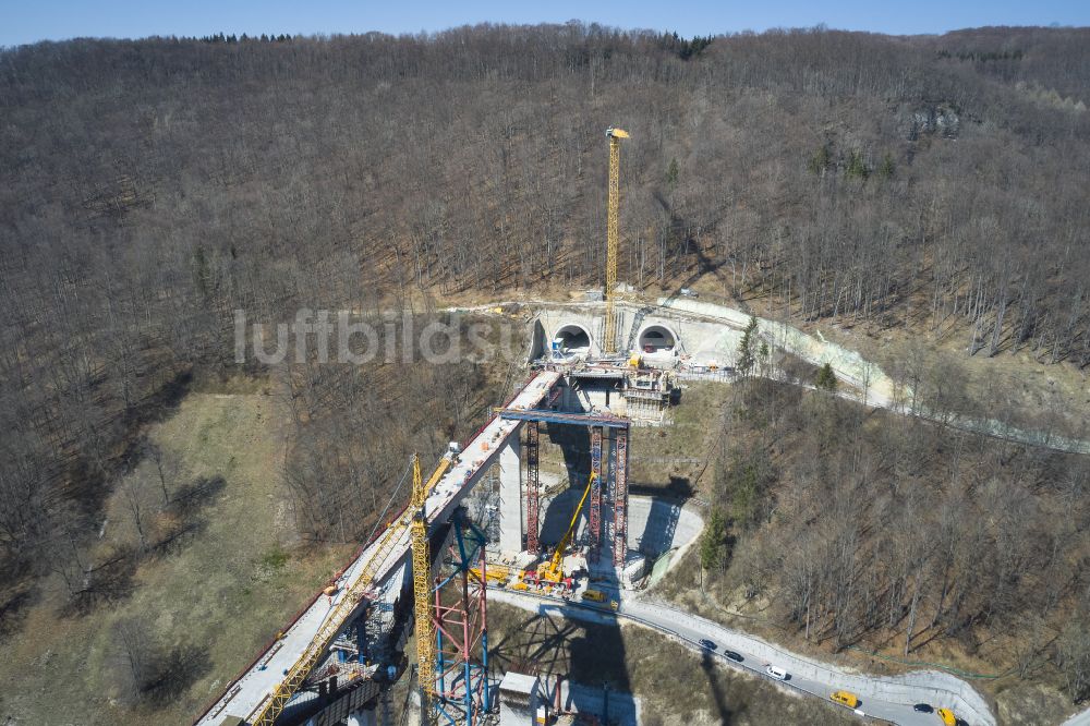 Mühlhausen im Täle von oben - Bahn- Brückenbauwerk Filstalbrücke in Mühlhausen im Täle im Bundesland Baden-Württemberg, Deutschland