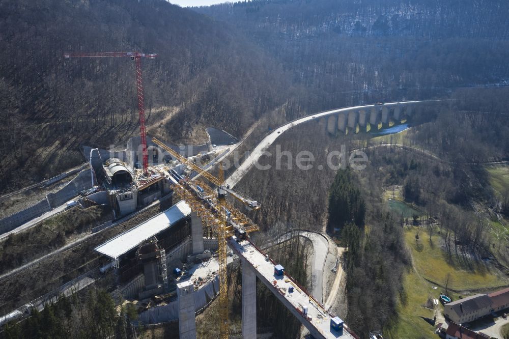 Mühlhausen im Täle aus der Vogelperspektive: Bahn- Brückenbauwerk Filstalbrücke in Mühlhausen im Täle im Bundesland Baden-Württemberg, Deutschland