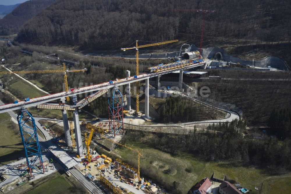 Luftaufnahme Mühlhausen im Täle - Bahn- Brückenbauwerk Filstalbrücke in Mühlhausen im Täle im Bundesland Baden-Württemberg, Deutschland