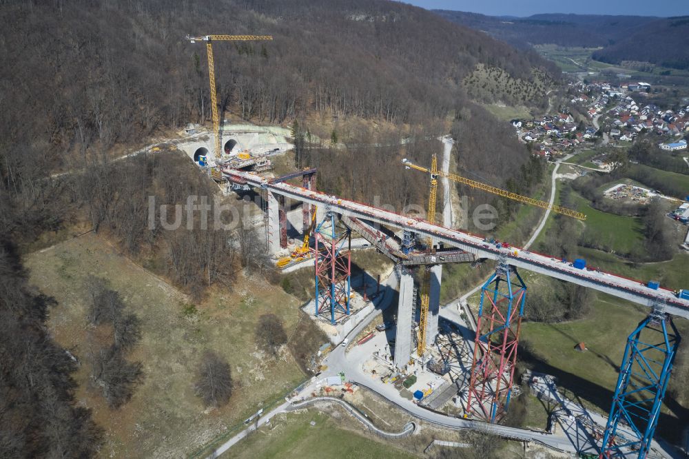 Mühlhausen im Täle von oben - Bahn- Brückenbauwerk Filstalbrücke in Mühlhausen im Täle im Bundesland Baden-Württemberg, Deutschland