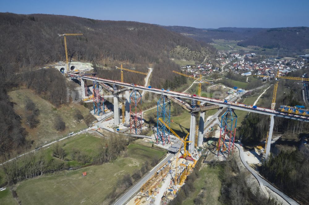 Mühlhausen im Täle aus der Vogelperspektive: Bahn- Brückenbauwerk Filstalbrücke in Mühlhausen im Täle im Bundesland Baden-Württemberg, Deutschland