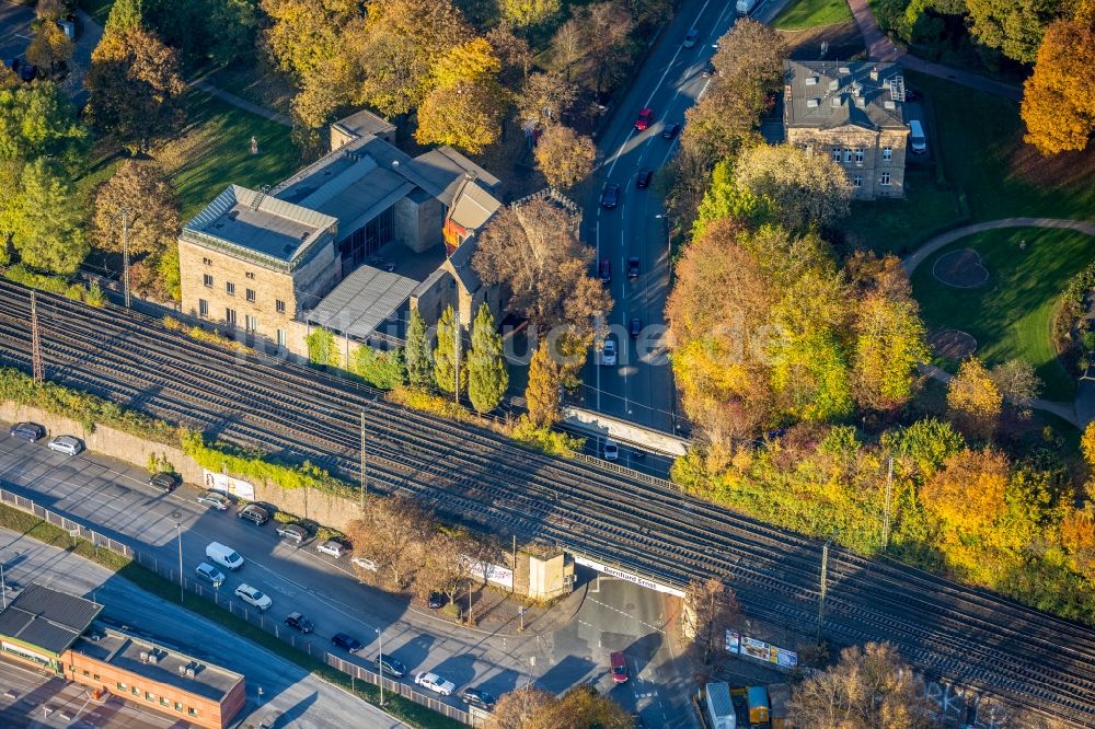 Witten von oben - Bahn- Brückenbauwerk Gasstraße - Ruhrstraße in Witten im Bundesland Nordrhein-Westfalen